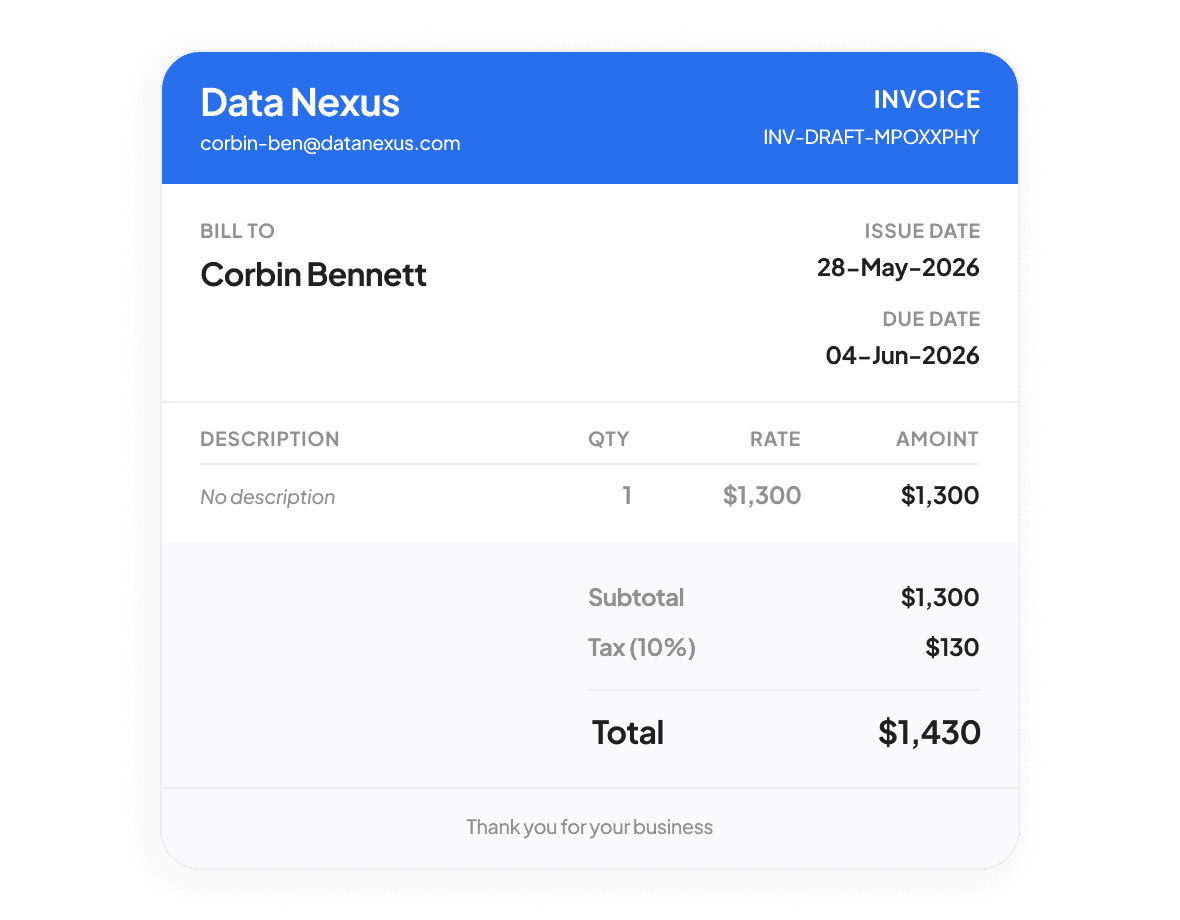 An itemised Handl invoice generated automatically when work is completed.