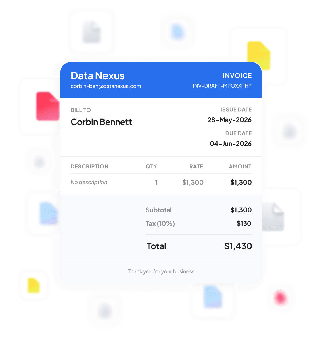 A client's invoice open in the portal, ready to pay — no login required