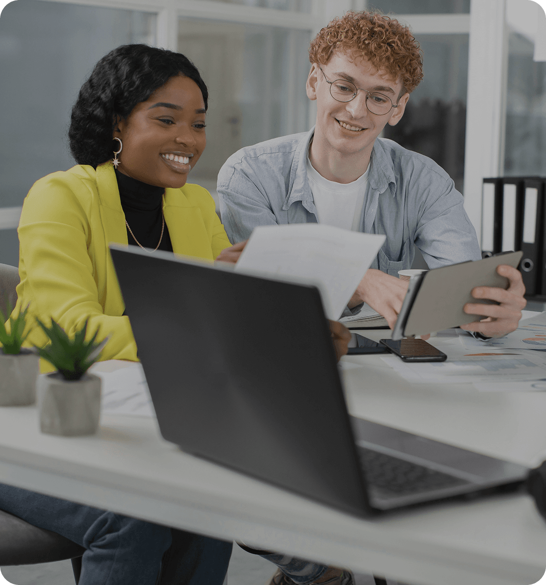 A small agency team working together mid-project